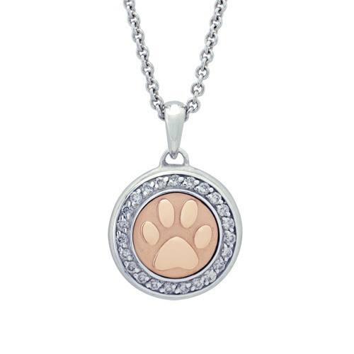 Diamond Paw Rose Cremation Pendant 